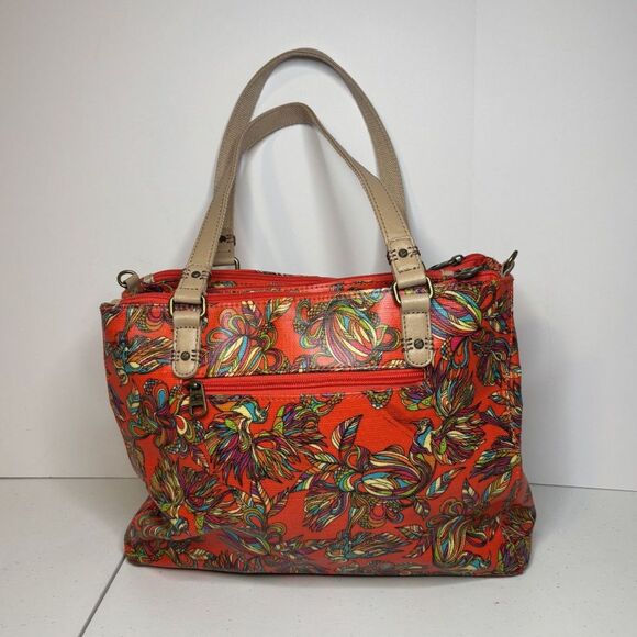 Sakroots Orange Bird Monogram Multicolor Satchel Shoulder Bag Womens Designer - Picture 3 of 12